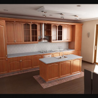 Интерьер зала-кухни-столовой (вид с зала)